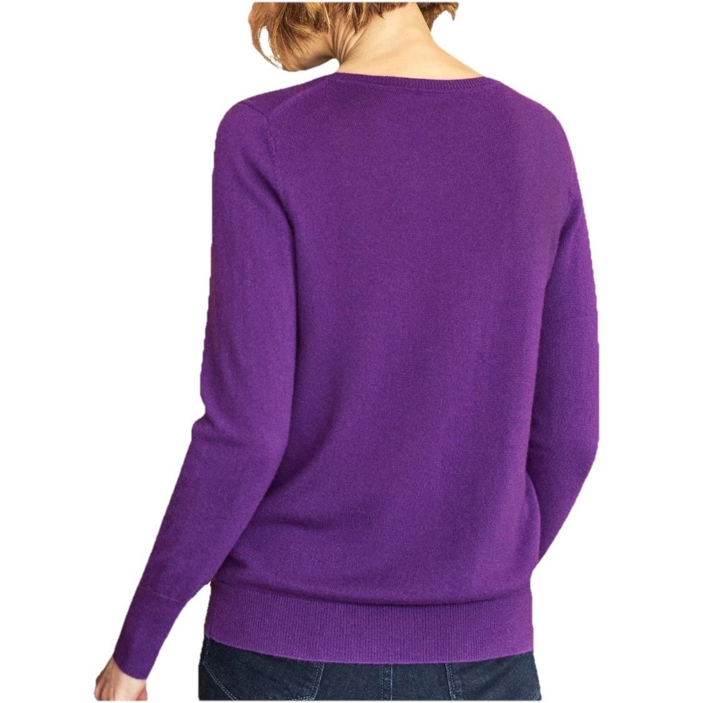 PURE Collection NWT 100% Cashmere Crew Neck Deep Purple Jumper Sweater US6 UK12 - Picture 2 of 14
